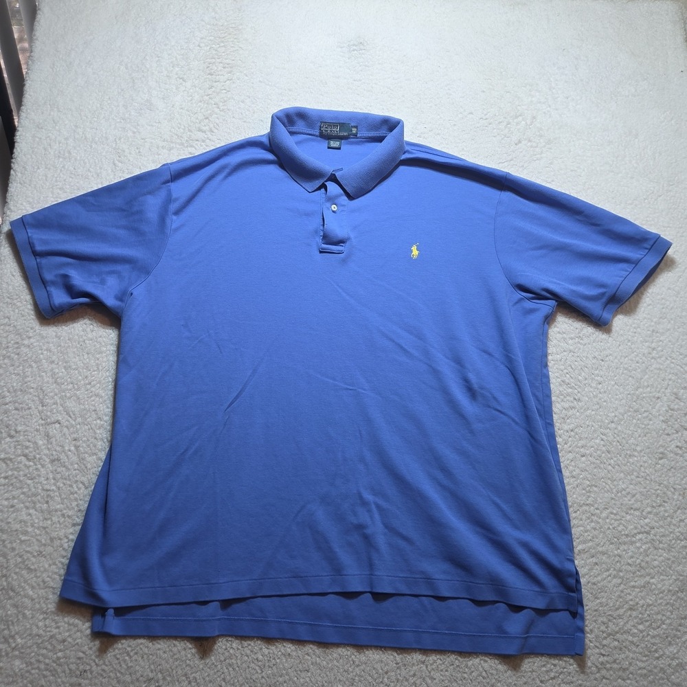 Vintage Polo Ralph Lauren Polo Shirt Mens 3X Big Blue Short Sleeve Stretch
